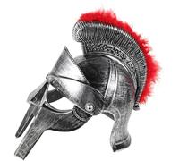HOODANCOS Silver Ancient Warrior Helmet with Folding Face Mask and Detailed Finishing, Plastic Ancient Rome Costume Hat for Adults and Older, for Themed Events and Cosplay