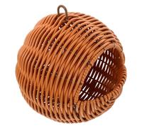 HOODANCOS Simulation Rattan Parakeet Bird Nest Hanging Woven Cozy House for Cockatiels Budgerigars Chew-resistant Shelter with Ventilated Dry Interior for Indoor Outdoor Cage Use