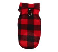 HOODANCOS Small to Medium Dog Fleece Vest with D-Ring Leash Attachment, Checked Thermal Pet Waistcoat Jacket for Winter and Autumn, Red Black Plaid Puppy Coat
