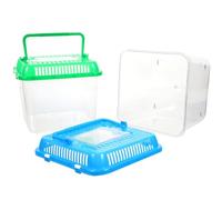 HOODANCOS Small Turtle Living Tank with Lid, Reptile Breeding Box for Tortoise and Amphibious Animals, Portable Climbing Pet Feeding Container for Goldfish and Hamsters Random Color