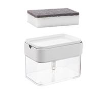 HOODANCOS Soap Dispenser Set with Sponge Holder, White Abs Dish Soap Dispenser for Kitchen Sink and Picnic Use, Practical Pump Design for Household Cleaning