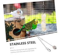 HOODANCOS Stainless Steel Bird Fruit Fork Hanging Feeder with Chain for Parrot Canary Chicken Food Stick Holder for Small to Birds Natural Foraging for Stress Relief and Nutritious Treats