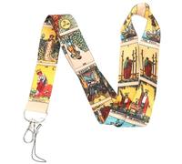 HOODANCOS Tarot Card Keyring Strap Lightweight Comfortable Polyester Metal Simple Style Key Lanyard for Men Homes and Shopping