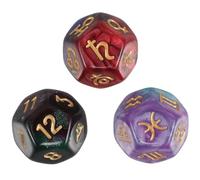 HOODANCOS Tarot Dice Accessory 3Pcs Zodiac Signs Astrology Dual-Color 12-Sided Dice for Divination and Board Game Use