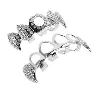 HOODANCOS Teeth Jewelry Silver Hip Hop Tooth Cap Rhinestone Copper Material and Vampire Fang Style, Easy Installation, Shine for Party and Themed Events