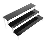 HOODANCOS Tiered Acrylic Display Stand Organizer with Layers Black Multi-functional Craft and Dessert Exhibit Shelf for Home and Shop Collections