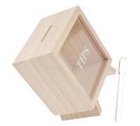 HOODANCOS Unbreakable Wooden Coin Bank with Transparent Panel and Marker Money Saving Box for Developing Savings Habits Decorative Desktop Ornament for Home and Cafe Use