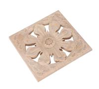 HOODANCOS Unfinished Wood Carving Onlay Hand-Carved Square Applique with European Floral Pattern for Home Furniture Decoration Natural Birch Wood Slices for Cabinets Dressers and Chests