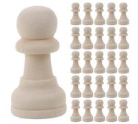 HOODANCOS Unfinished Wooden Chess Pieces Paintable Lotus Wood Chess Replacement Set for Diy Craft Projects Unpainted Blank Chessmen for Board Games and Creative Decoration