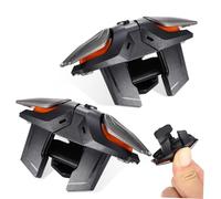 HOODANCOS Upgraded Mobile Gaming Triggers with High-sensitivity Buttons and Protective Clip Ergonomic Six-finger Controllers with Charging Cable and Silver Finger Sleeves for Stable Game