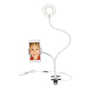 HOODANCOS USB Zinc Alloy Beauty Selfie Lamp with Level Dimming LED Fill Light Stand for Live Streaming Makeup Video and Night Photography White