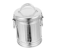 HOODANCOS Vintage Galvanized Iron Desktop Garbage Can with Lid Windproof Compact Trash Bin and Ashtray for Home Office Kitchen Dual-purpose Storage and Decorative Rubbish Basket