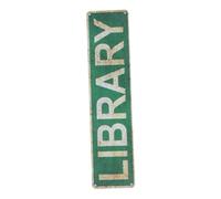 HOODANCOS Vintage Green Tinplate Book Shelf Decor Library Sign Plaque Waterproof and Easy Installation Features for Home Library and Outdoor Reading Corners