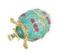 HOODANCOS Vintage Hand Painted Enamel Egg Trinket Box with Rhinestones European Style Hinged Jewelry Organizer for Wedding and Holiday Blue Decorative Collectible Jewelry Storage Case