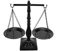 HOODANCOS Vintage Iron Libra Balance Scale Decor Medium Black Metal Justice Symbol Ornament for Office Desk, Lawyer, and Home Decorative Centerpiece