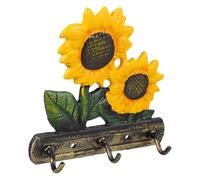 HOODANCOS Vintage Wrought Iron Sunflower Wall-Mounted Key Ring Hook 4 Rounded Corner Hooks High Toughness Multipurpose for Entrance or Kitchen Storage