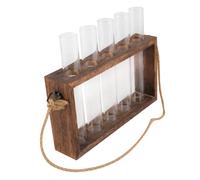 HOODANCOS Wall Mounted Hydroponic Glass Vase with Wooden Frame and 6 Test Tubes, Indoor Wall Planter for Home Vase Decor and Air Plants Terrarium Gardening
