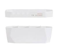 HOODANCOS Wall Mounted Umbrella Shelf Rack with Punch Free Installation, White Ps Material, Compact Figure and Detachable Water Plate, for Hallway or Office Umbrella Storage and Draining
