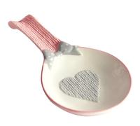 HOODANCOS Wear-Resistant Ceramic Spoon Holder Delicate Marble Spoon Rest for Household Kitchen Utensils Compact Decorative Scoop Stand for Chopsticks Forks