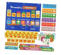 HOODANCOS Weekly Calendar Pocket Chart Educational Hanging Calendar Bag with Cards for Classroom and Home Learning Wall Organizer for Teaching Days Months Weather