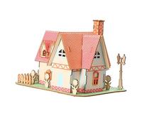 HOODANCOS Wood Puzzle Educational DIY House Puzzle for Creative Play Fun and Design to Enhance Skills Safe and Smooth Wooden Material