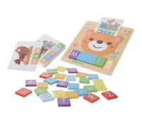 HOODANCOS Wooden Alphabet Learning Blocks for Educational Cognitive with Letter Spelling and Picture Cards Early Learning Montessori Activity for Preschool