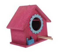 HOODANCOS Wooden Bird House Decorative Hanging Birdhouse Outdoor Bird Feeder Red Mini Painted Nest for Garden Wildlife
