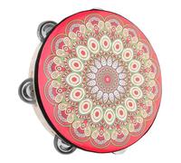 HOODANCOS Wooden Handheld Single Row Tambourine Drum for Adults Lightweight Sturdy Percussion Instrument with Comfortable Grip for Dance Performance Music Education Team Entertainment