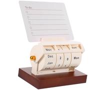 HOODANCOS Wooden Perpetual Calendar and Monthly Blocks, Lightweight with Rotating Numbered Blocks and Reusable Desk Accessory Household Calendar for Bookcase
