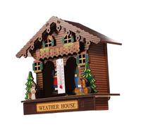 HOODANCOS Wooden Weather House Wall-mounted Analog Hygrometer Barometer with Man and Woman Figures for Indoor Outdoor Temperature and Humidity Monitoring