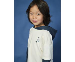 Hooded 2-in-1-Effect Sweatshirt with Print, for Boys ecru