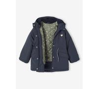 Hooded 3-in-1 Parka + Lightweight Jacket for Girls navy blue