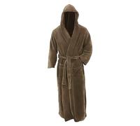 Hooded Bath Robes for Men - Dressing Gown Men Mens Hooded Robe Plush Shawl Collar Bathrobe Super Soft Hooded Dressing Gown Full Length Long Bathrobe Mens Loungewear Fluffy Housecoat Brown