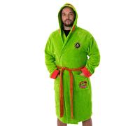 Teenage Mutant Ninja Turtles Mens Hooded Bathrobe | Adults Superhero Costume Dressing Gown in Green | Raphael Comic Book Fleece Loungewear Bathrobe | Movie Nightwear Apparel Gift for Him