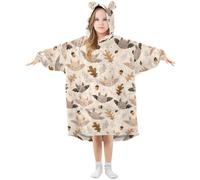 Hooded Blanket for Kids Bat Nuts Autumn Oversized Blanket Hoodie Warm Plush Wearable Fleece Sweatshirt for Girls Boys with Pocket Cute Ear Cap
