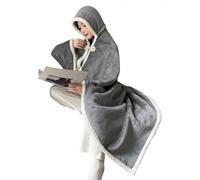 Hooded Blanket Poncho, Portable Poncho Blanket, Wearable Hooded Poncho Soft, Cozy Plush Cloak Blanket Wrap Blanket for Family, Adults, Friends, all grey, se beskrivning