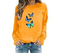 Hooded Blanket Women Ladies Zip Up Hoodie 50Th Birthday Gifts for Women Hiking Fishing Ski Women's Butterfly Print Casual Fashion Sweatshirt Top (Yellow-1, M) Warehouse Clearance