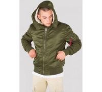 Alpha Industries MA-1 Hooded Bomber Jacket for Men Size S - dark green