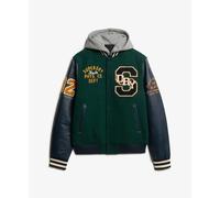 Hooded bomber with badge Superdry College Vert L