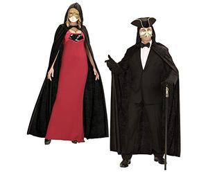 Hooded Cape Black Velvet 150cm Accessory for Halloween Fancy Dress