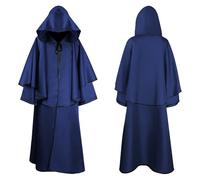 Hooded Cape Halloween Unisex Medieval Long Sleeve Robe Wizard Cloak Shawl Gothic Vintage Attire Performance Costume Accessories