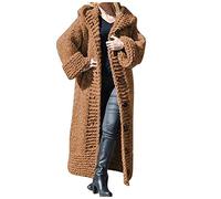 Hooded Cardigans for Women Ladies UK Longline Knitted Jumpers Long-Sleeve Ladies Open Front Sweaters Lightweight Winter Hoodies with Pocket