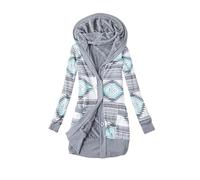 Hooded Cardigans for Women UK Fleece Lined Button Down Front Sweaters Leopard Print Knitted Hoodies Warm Fall Winter Thin Coat with Pockets Lightweight Jackets