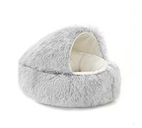 Hooded Cat Bed House - Ultra Soft Plush Warming Pod with Non-Slip Oxford Base, Comfortable Round Pet Bed(A,M)