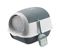 ＡＷＨＡＯ Hooded Cat, Enclosed And Covered Cat Toilet, Litter Pan with Door, Pet Bedpan Litter Tray for Indoor Cats, Small Animal, Grey Color White