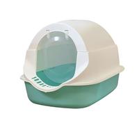 Hooded Cat Litter Box, Giant Enclosed Cat Toilet, Odour Barrier & Splash Proof Design, Extra Large PP Cat Litter Pan for Long Bodied Cats, 40 x 40 x 58 cm (Cyan)