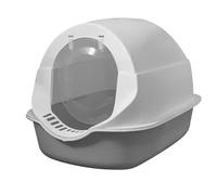 Hooded Cat Litter Box, Giant Enclosed Cat Toilet with Odour Barrier and Splash Proof Design, Extra Large Space for Long Bodied Cats, PP Material for Durable Use in Home (Gray)