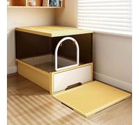 Hooded Cat Toilet, Panoramic Enclosed Cat Litter Box, Cat Litter Tray with Lid & Filter Pedal, for Small and Medium Cats(Yellow)