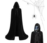 Hooded Coat - Velvet Hooded Coat, 150 cm, Unisex Cosplay Costume | Witch Vampire Raven Theme for Halloween, Festivals, Outdoor Activities, Stage Performances, Theatre Performances, Comfortable, Soft