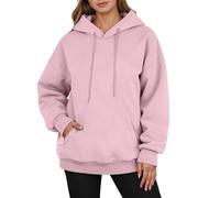 Hooded Coat Women's Casual Hoodie for Men Long Sleeve Comfortable Warm Fleece Lined Winter with Drawstring Pocket for Daily Use Jumper Without, pink, XXL